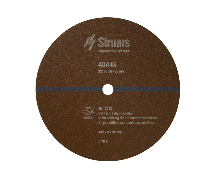 Abrassive cut off wheels Medium hard ferrous metal